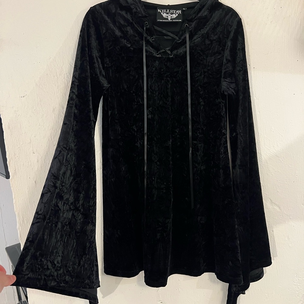 Killstar Midnight Velvet Lace-Up mini dress